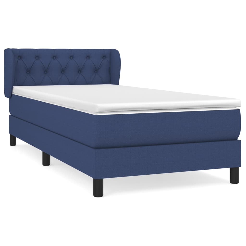 vidaXL Cama box spring con colchón tela azul 80x200 cm