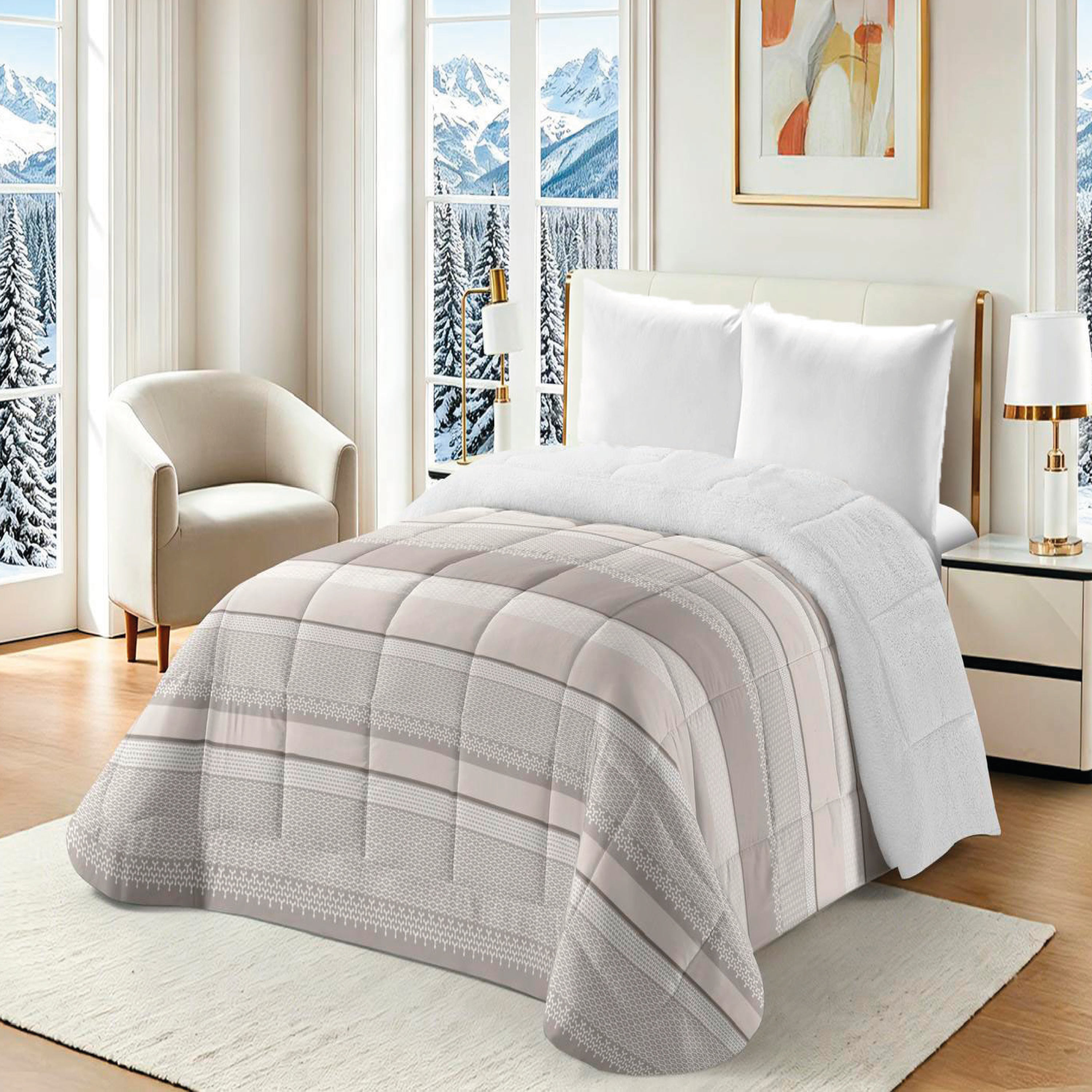 Vivid Torral - Edredón Borrego Estampado Los Angeles Invierno Alta Calidad Efecto Térmico Tacto Pluma Suave y Cálido 90 - 105 - 135 - 150 cm