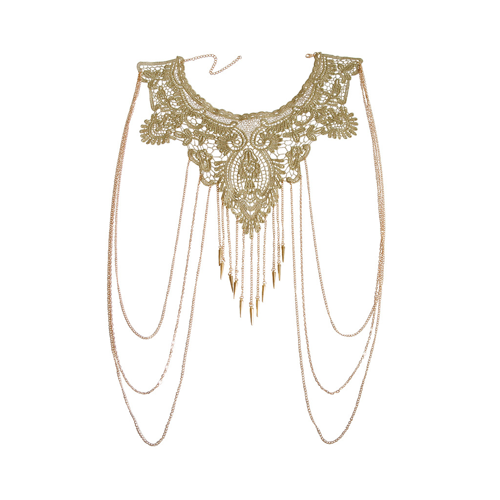Nuevo collar para mujer, accesorios para collares, cadena metálica para el cuerpo, collar calado