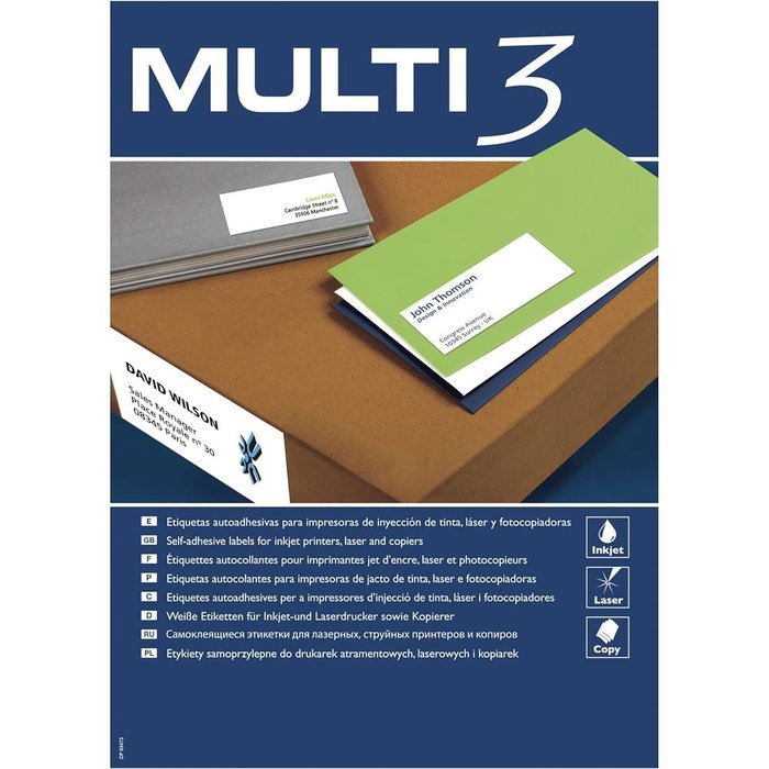 APLI ETIQUETA 70X30 MULTI3 100H ETIQUETAS BLANCAS MULTIUSO 31x22x2 Cms.