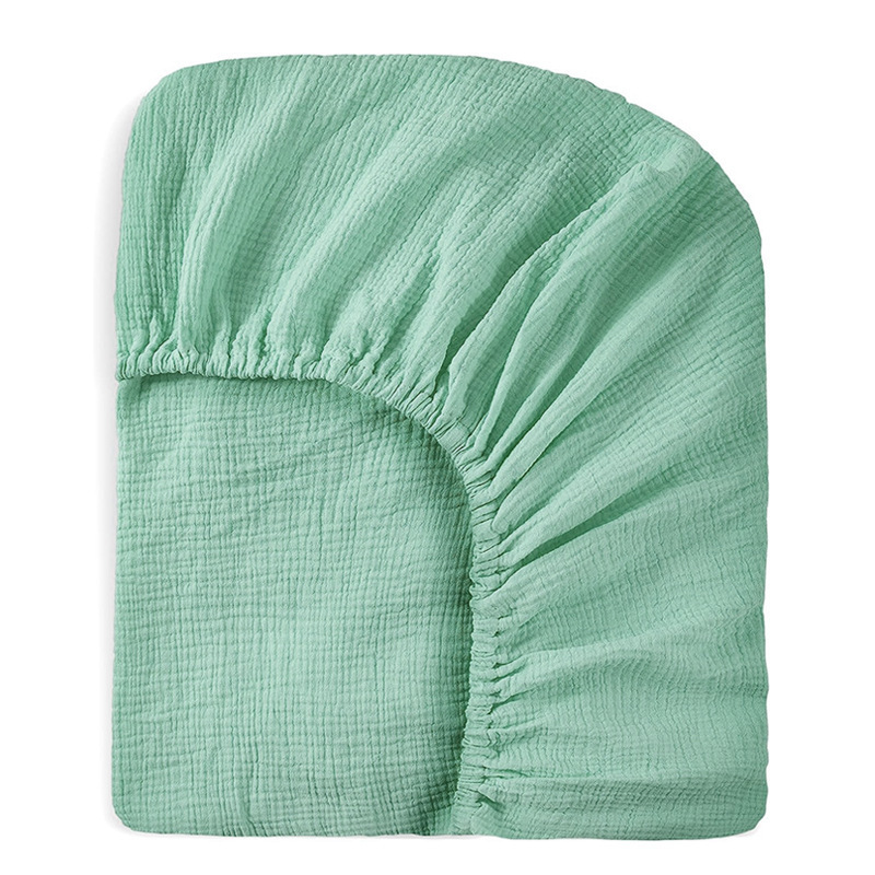 OmHO Sábana ajustable de gasa doble para bebé, funda de cama de crepé, funda de cambio multicolor y multitamaño
