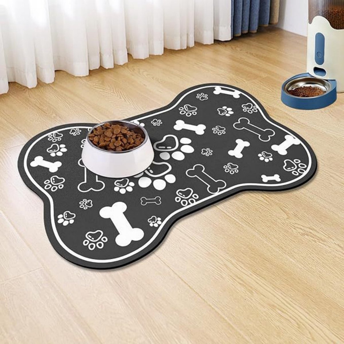 Om Home Alfombrilla para comer para mascotas (perros y gatos) - Tamaño L - 40*50 cm - Alfombrilla recolectora de comida y agua - Alfombrilla de alimentación para gatos y perros - Alfombrilla de tierra de diatomeas - Alfombrilla de secado rápido - Alfombri
