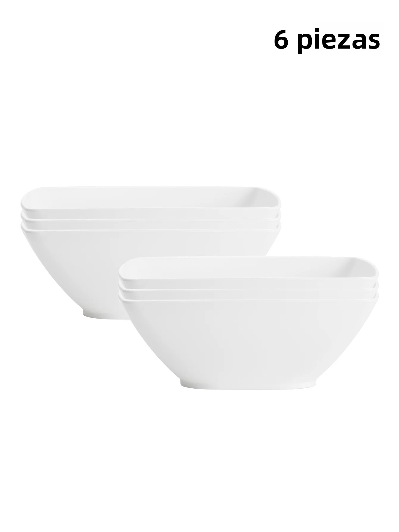 TK 6pcs Bowl Cuadrado De Tamaño Grande Plástico Reutilizable Para El Hogar Comestible Para Sopa Noodles Oatmeal Ensalada