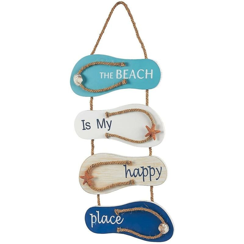 CA Chanclas náuticas de playa, decoración de pared, zapatillas de madera para colgar, decoración de pared y puerta, decoración marina para el hogar
