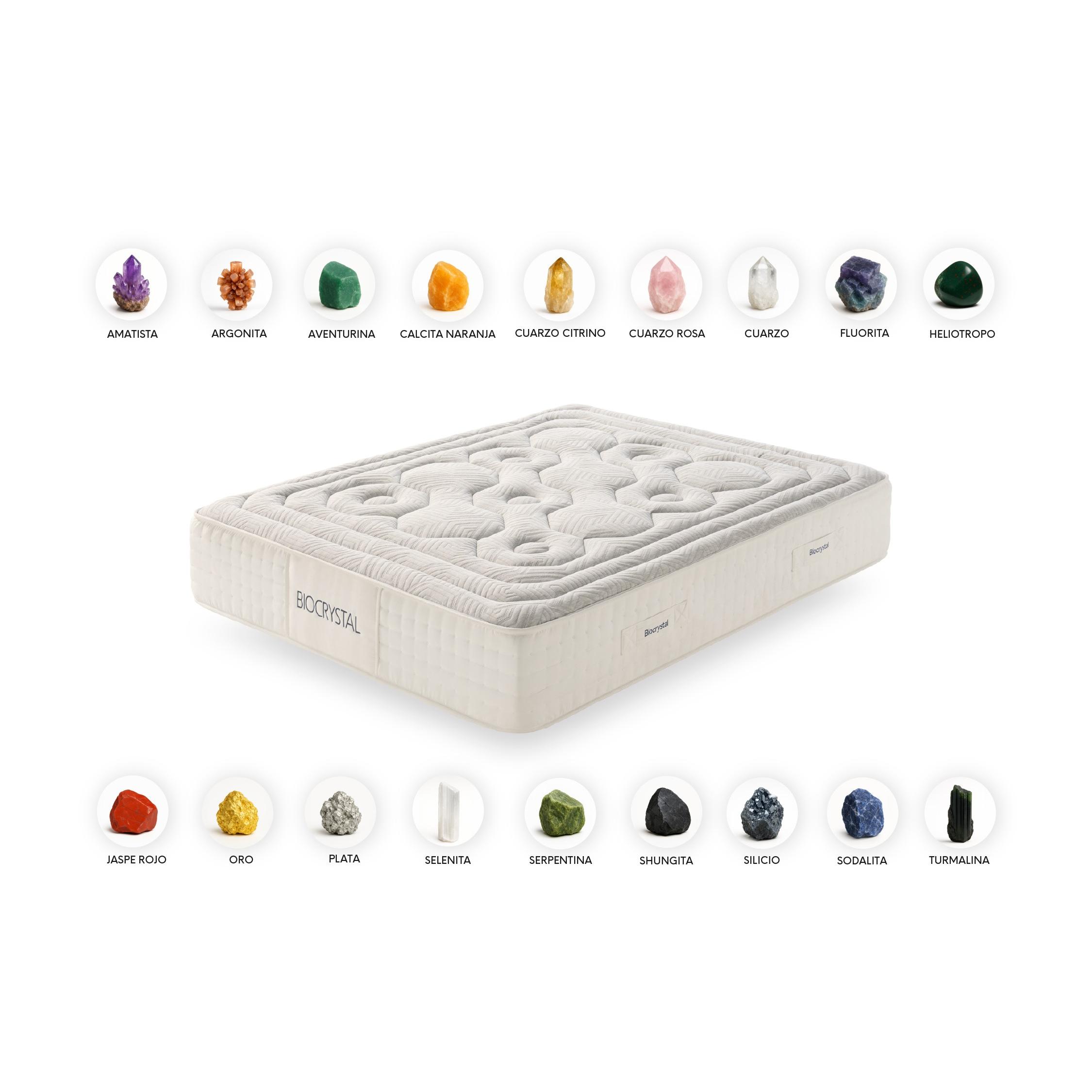 Colchón Viscoelástica Biocrystal Selenium 30 - Ergonómico - Independecia de lechos - Transpirable - Tejido Biocrystal, Turmalink y Electrostatic Balance - Moonia