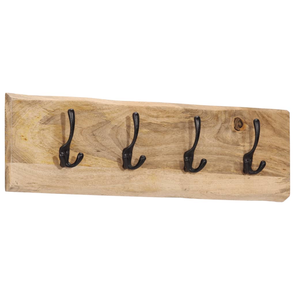 vidaXL Perchero de pared con 4 ganchos madera maciza de mango