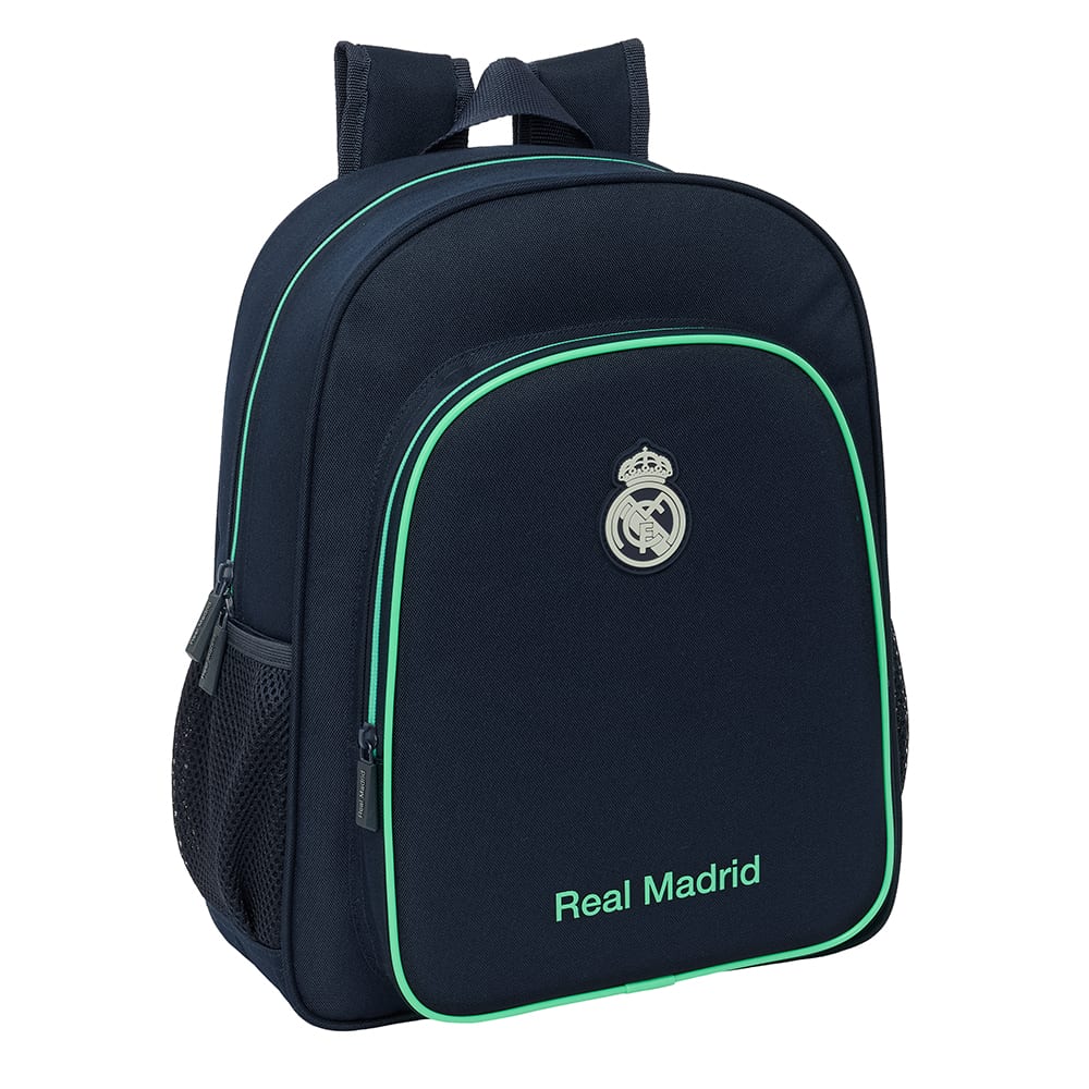 SAFTA | Mochila Escolar Real Madrid 2ª Equipación 25/26 Adaptable a Carro (Sin Carro) 2 Compartimentos Grandes, Cremalleras con Doble Tirador, Espalda y Hombreras Ergonómicas Acolchadas, Portátil 14