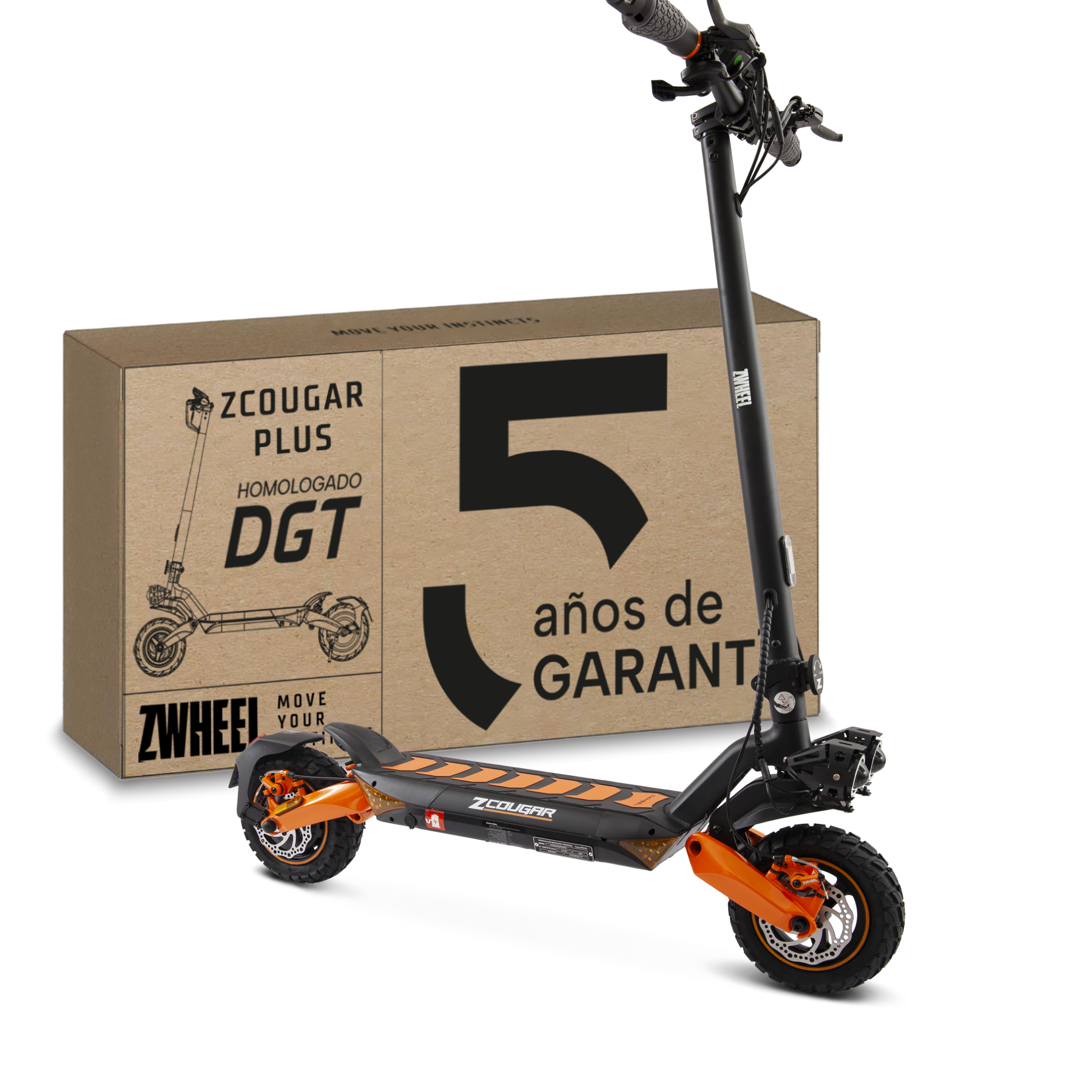 Zwheel Zcougar Plus,neumáticos todoterreno de 10"Con suspensión de doble brazo oscilante,1600 W Potencia máx.,70 km de autonomía máx.,Batería 960Wh,Velocidad máx. 25km/h,Freno de disco delantero y trasero+E-ABS trasero,pendiente 20%,IPX4,APP