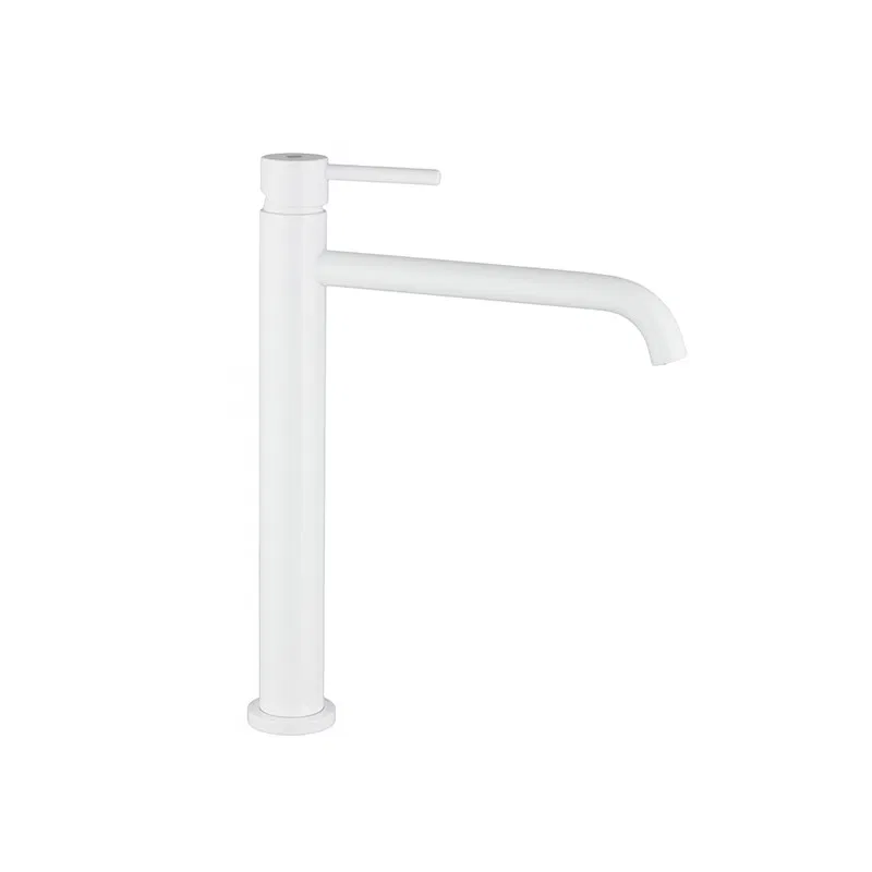 GME Sirio Grifo monomando caño alto para lavabo fabricado en latón con un acabado en color blanco 3172BL