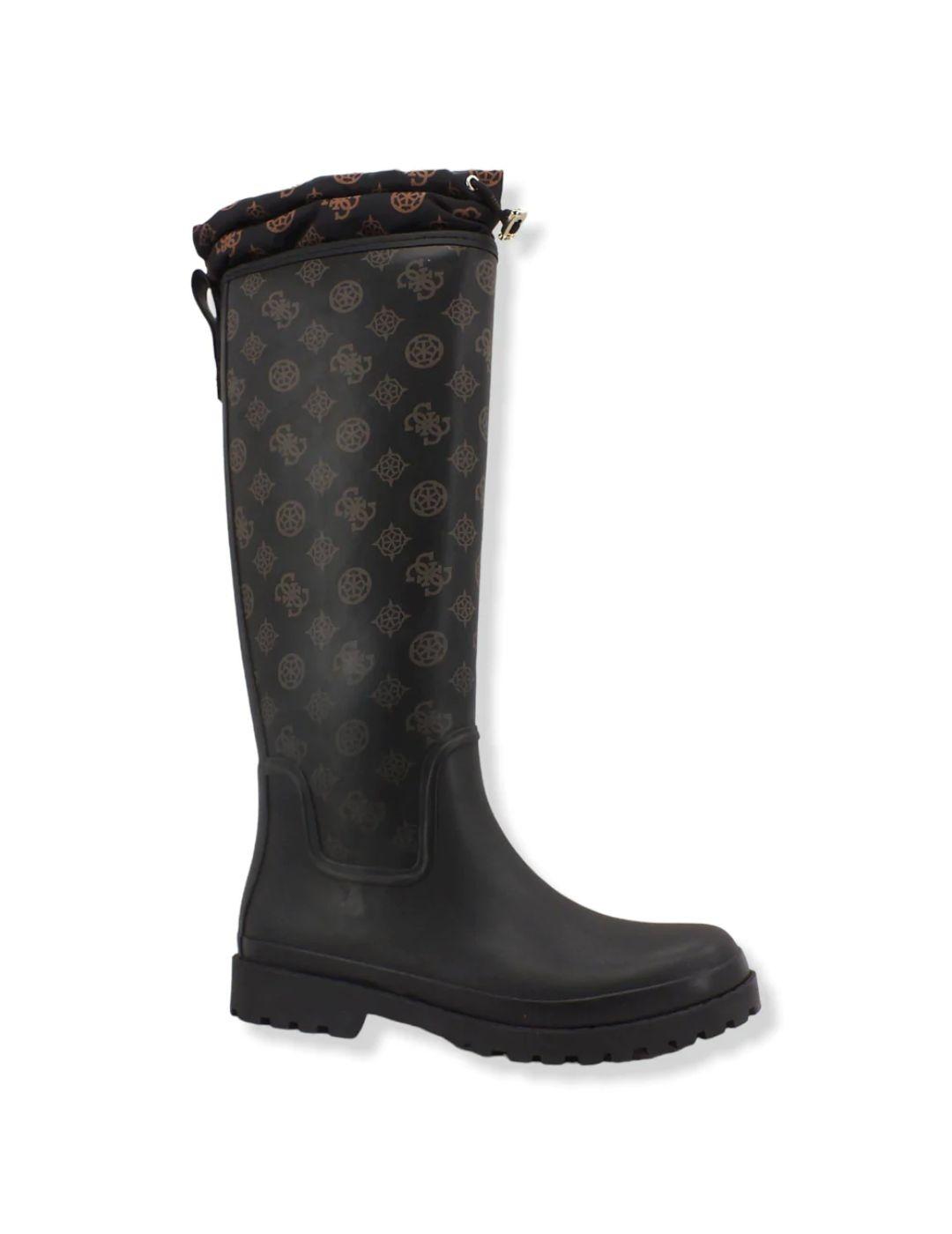 Botas de Agua Negras Guess Reisa para Mujer -b con Estampado 4G y Logo Peonía