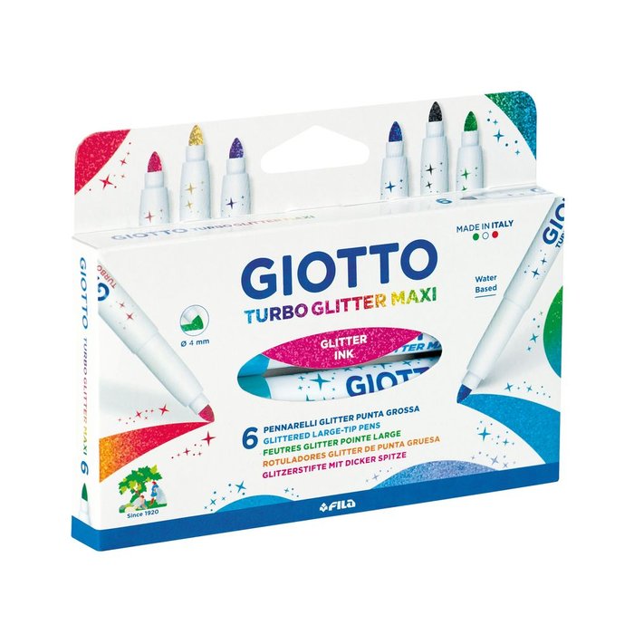 GIOTTO ROTULADOR GIOTTO TURBO GLITTER MAXI 6 COLORES SURTIDOS GIOTTO 15x1x12 Cms.