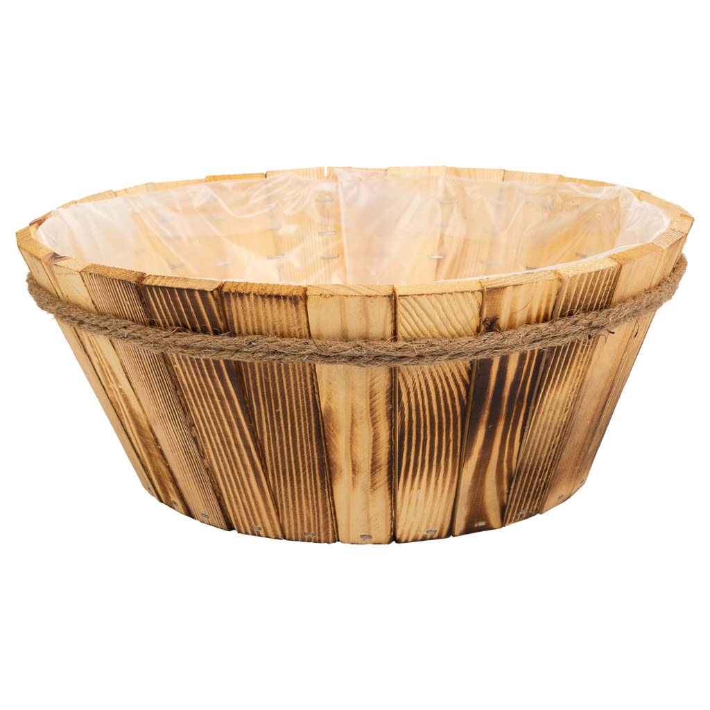 Wonderlust Deco - Cesto de madera y cuerda marrón d33x14 Marrón D33x14h cm