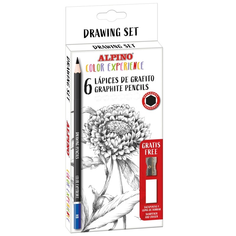 LAPIZ ALPINO EXPERIENCE GRAFITO 6UDS + AFILALAPIZ + GOMA DE BORRAR