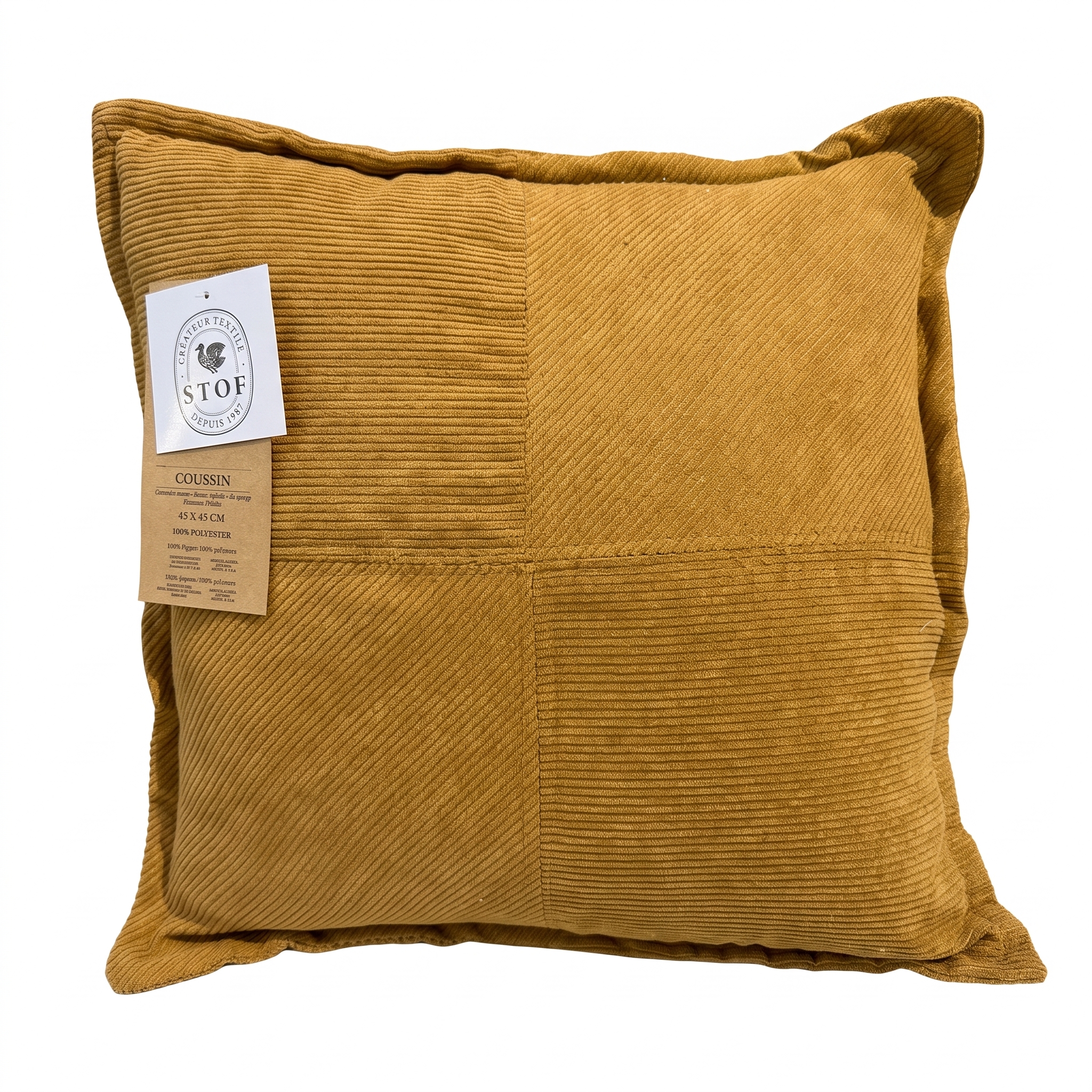 Cojín de pana STOF Dandy Camel marrón, 45 x 45 cm