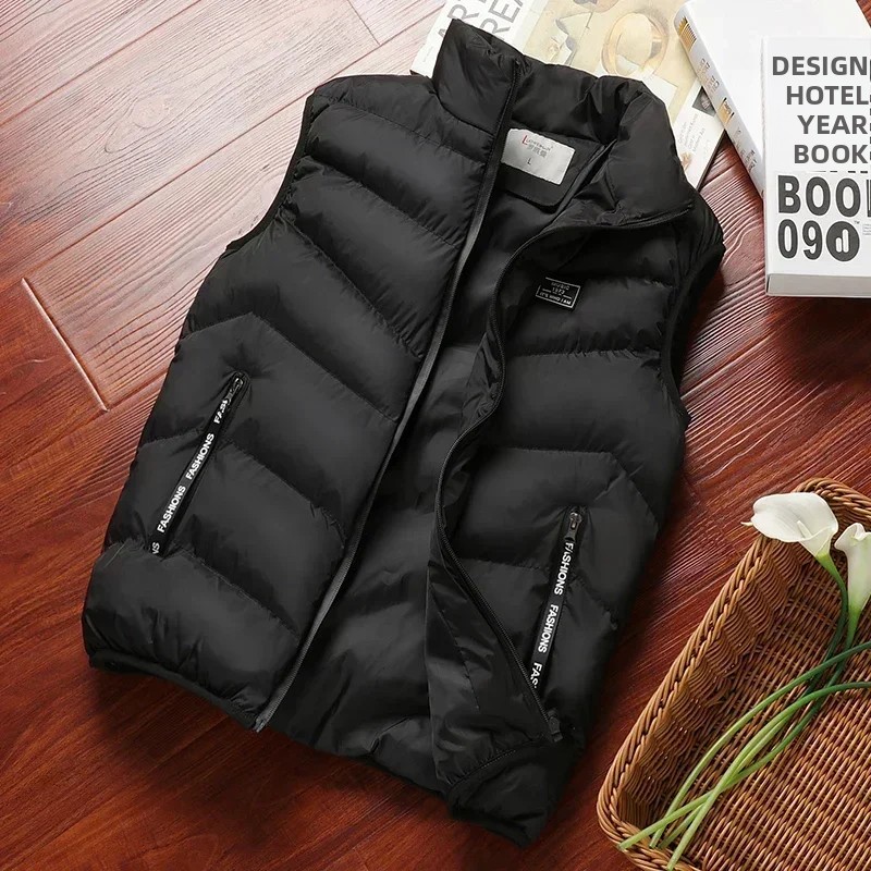 TK Chaqueta De Invierno Para Hombre Sin Mangas Aislante De Poliéster Color Sólido Chaqueta Cálida Y Viento Resistente Vestido Casual