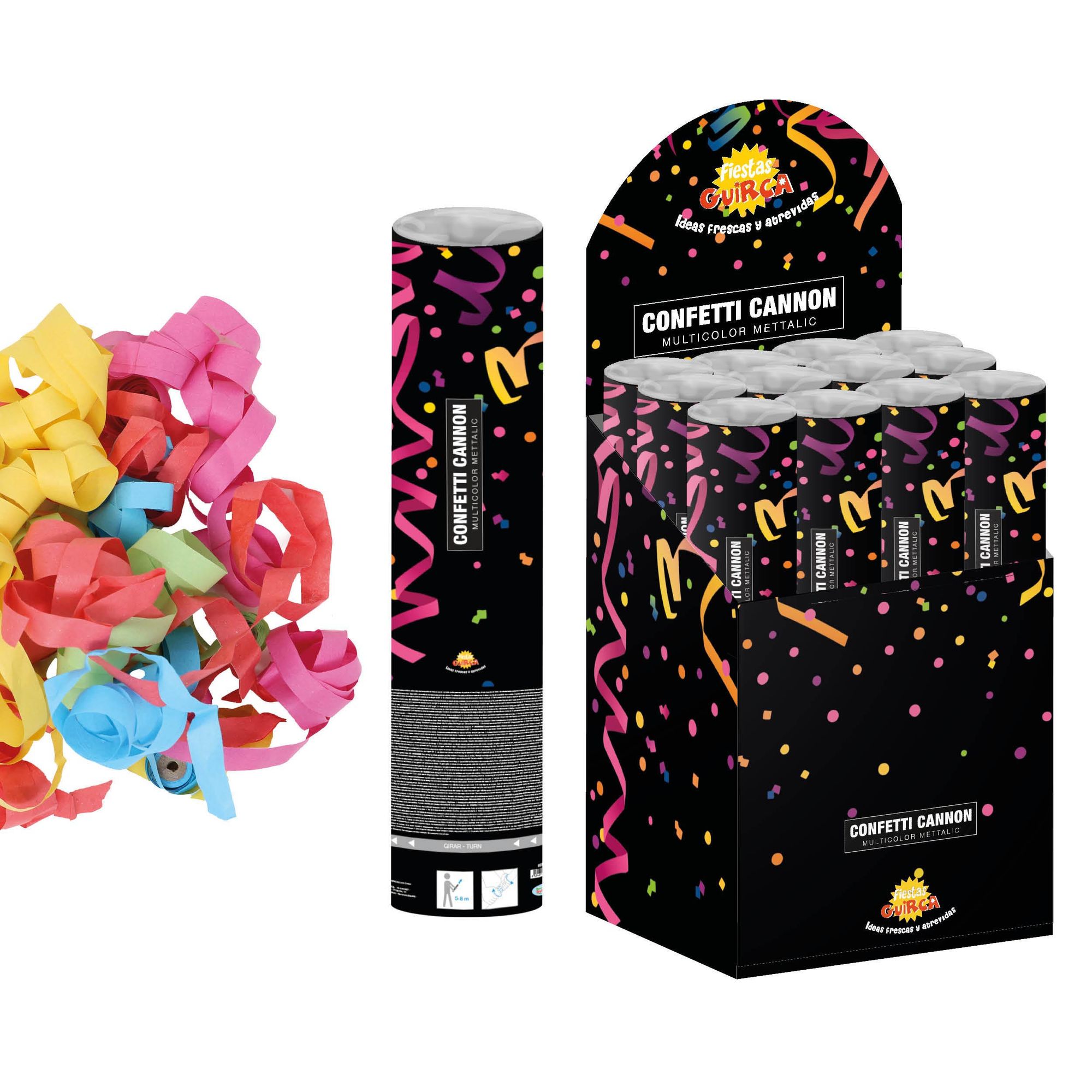 GUIRCA | Cañón Confeti Multicolor para Fiestas, Lanzador de Confeti Largo, Diseño Festivo con Serpentinas de Colores Ideal para Celebraciones y Eventos
