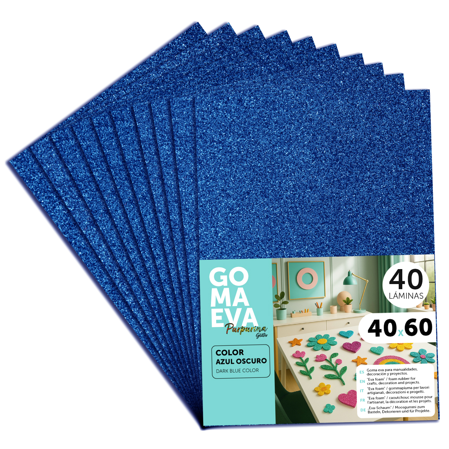 Goma Eva para Manualidades, Goma Espuma de Colores para Proyectos Creativos, Ideales para Artes y Manualidades, uso Escolar, Profesional o Artístico 40x60cm - m-office