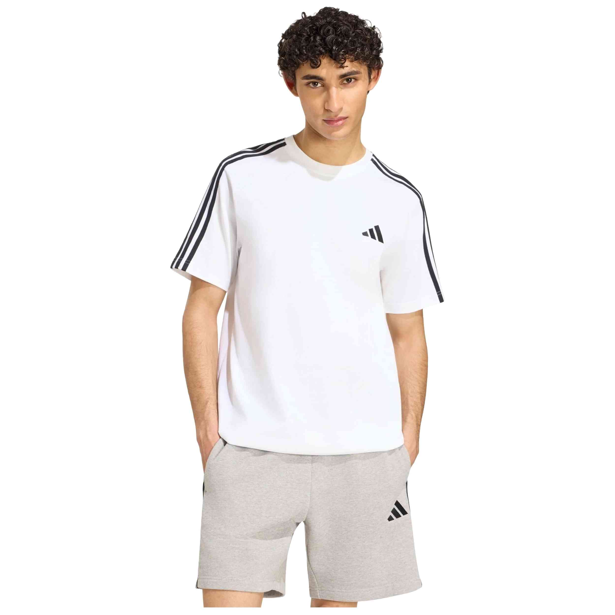 Camiseta De Manga Corta Adidas modelo Essentials 3-Stripes Single Jersey Left Chest Branded T-Shirt para Hombre en color Blanco
