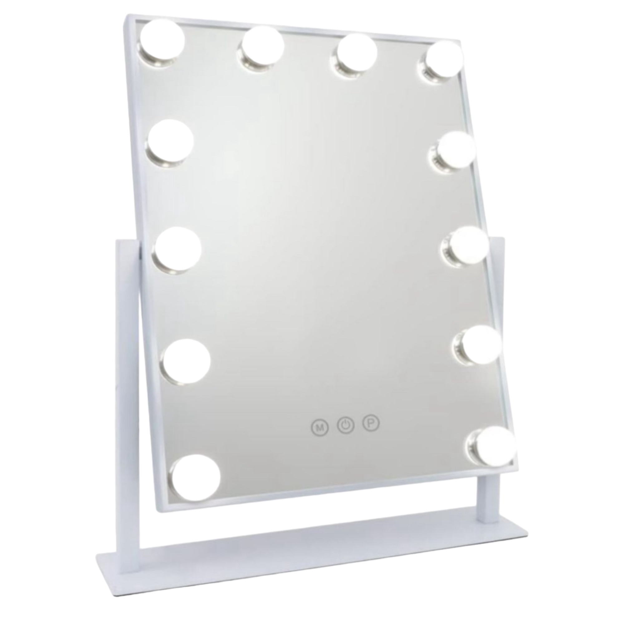 Espejo de Maquillaje con Iluminación LED: Tocador con 12 Bombillas, 3 Modos de Luz, Control Táctil, USB Recargable Espejo de Maquillaje con Aumento y Luz para Maquillaje
