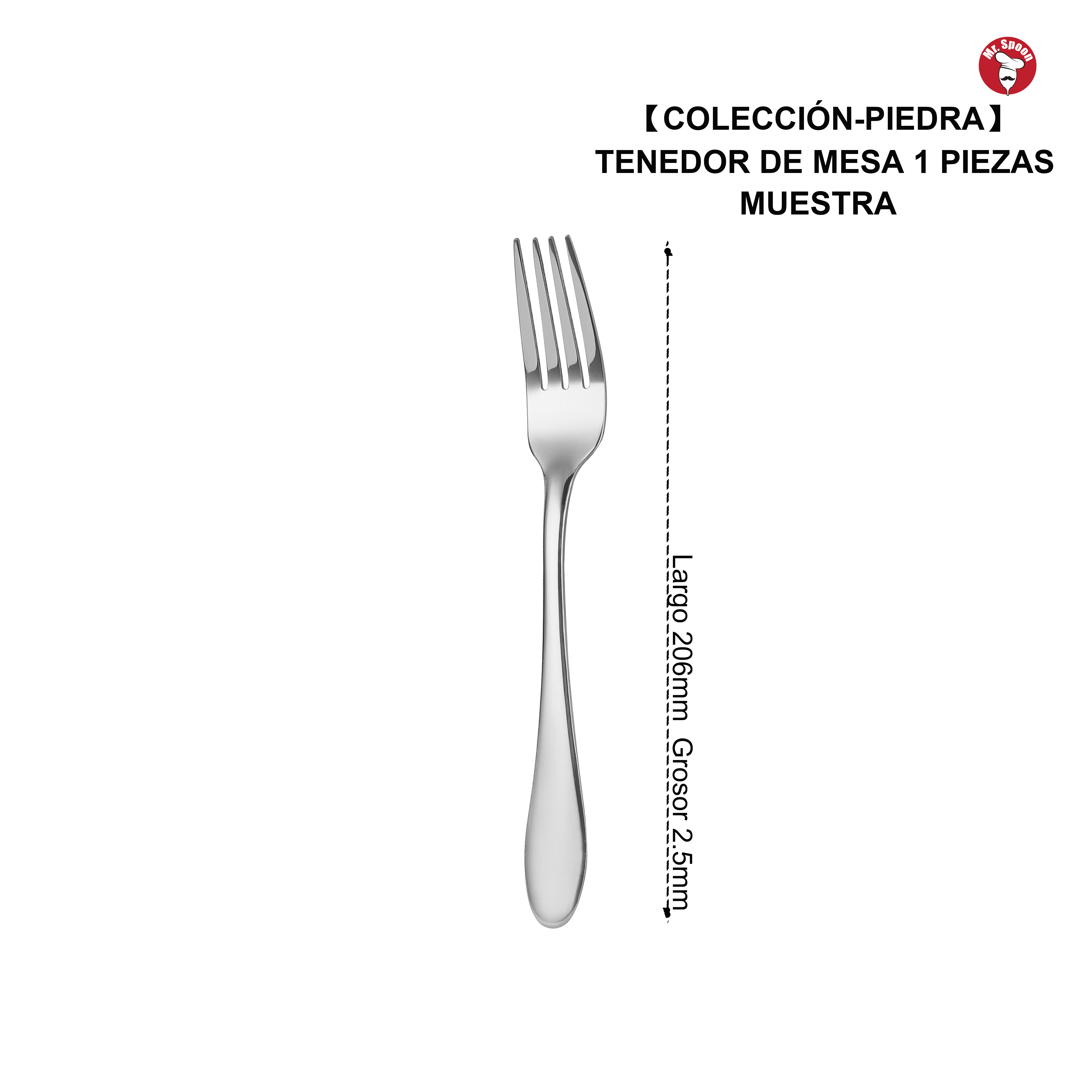 Tenedor de Mesa Clásico y Elegante Mr.Spoon Serie Piedra 206mm Acero Inoxidable 18/0 Plateado, Diseño Atemporal y Uso Diario Práctico, Ideal para Comidas Cotidianas, Apto para Lavavajillas, Uso Profesional Hostelería Restaurante Hotel, Venta Mayorista