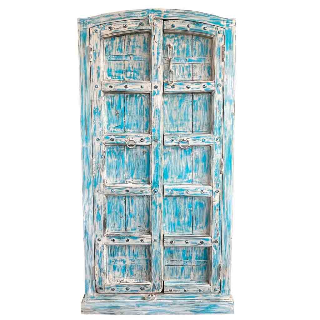 Wonderlust Deco - Armario de madera artesanal azul 93x42x206h Azul 93x42x206h cm