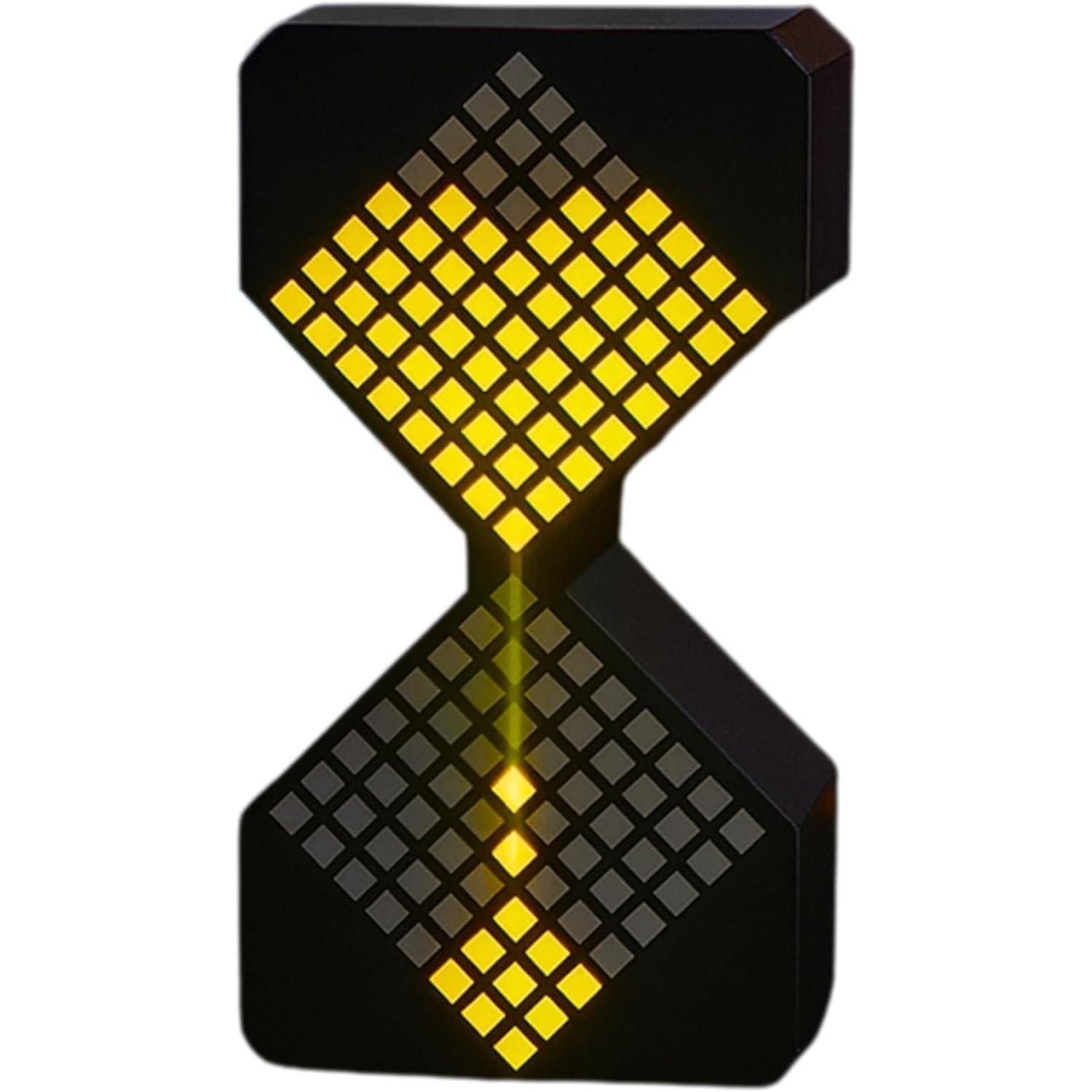 Moderno temporizador LED de reloj de arena | Temporizador de píxeles de brillo ajustable, luz nocturna decorativa con pantalla de cuadrícula de píxeles, diseño minimalista contemporáneo para