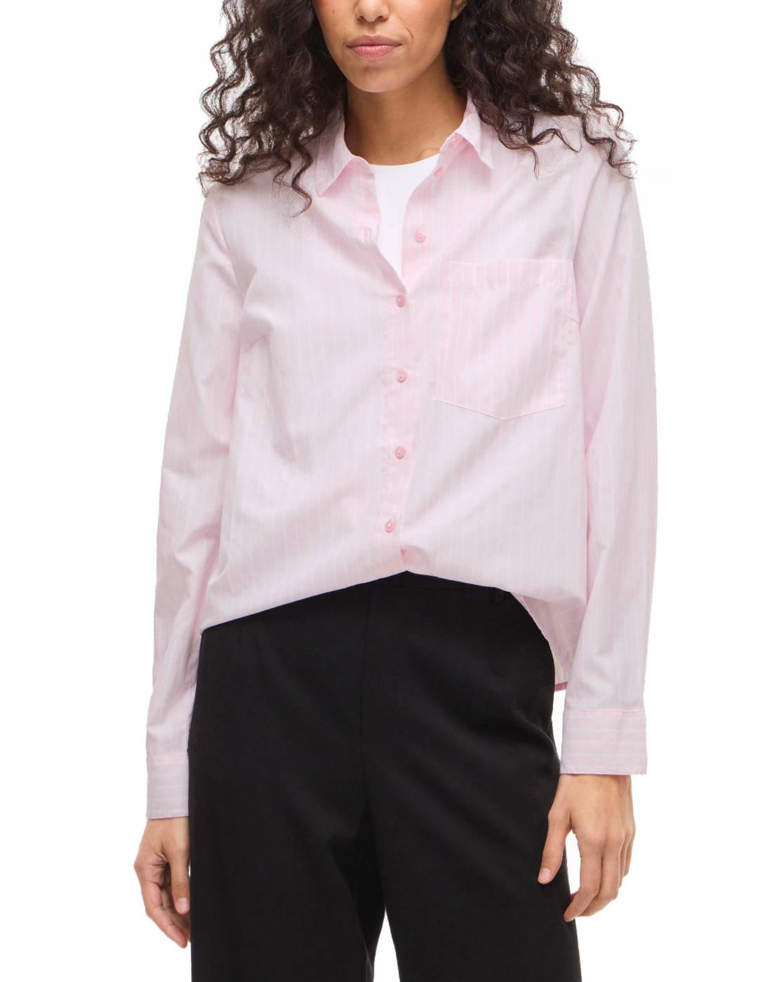 Camisa Vila Darma rosa palo rayas regular para mujer
