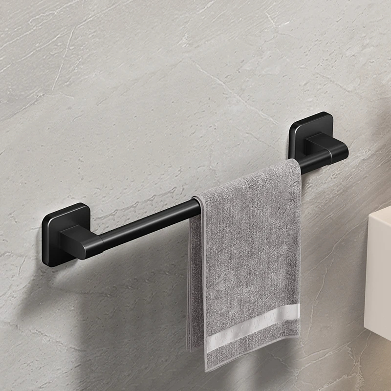 TK Soporte Para Toalla De Baño Self-Adhesivo Blanco Y Negro Sin Perforar Instalación Sencilla Material Plástico Y Aleación De Aluminio