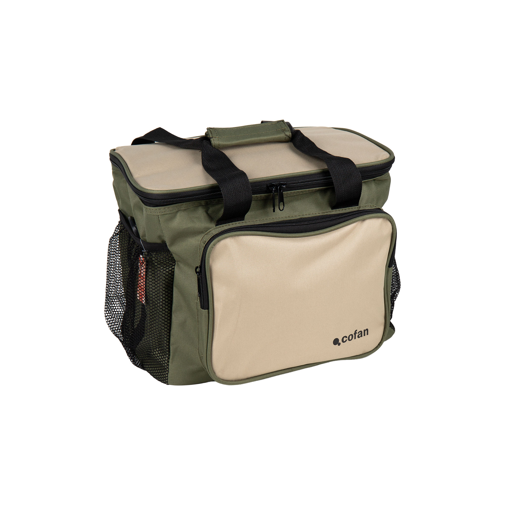 Cofan Bolsa Térmica Verde y Beige | Nevera Portátil para Alimentos 35x24x21cm