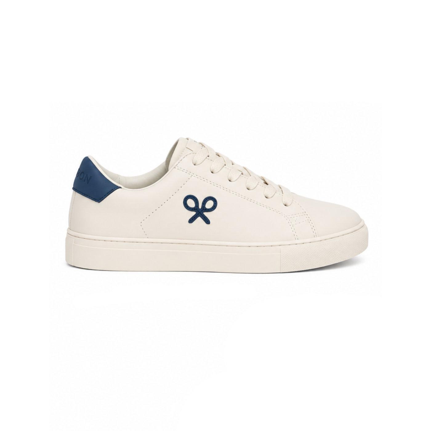Zapatilla Silbon clasica blanca azul marino para hombre