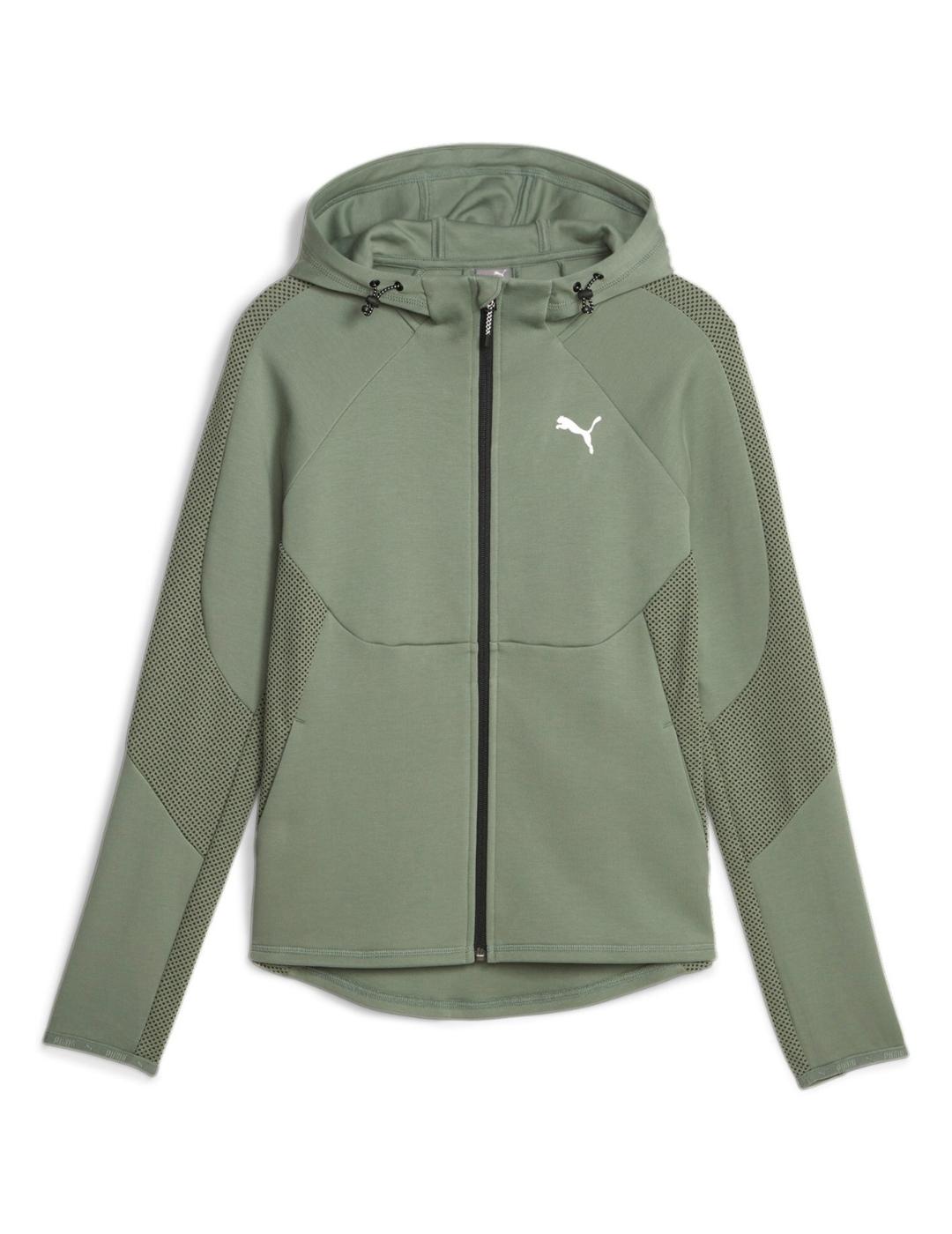 chaqueta puma evostripe full-zip verde de mujer.