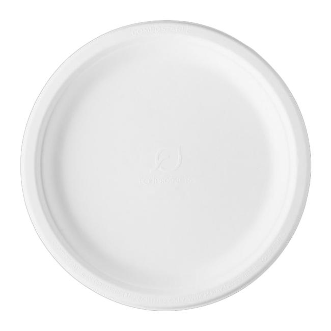 MONOUSO | Plato Caña de Azúcar Bagazo Blanco Ø25,3cm (500 Uds)