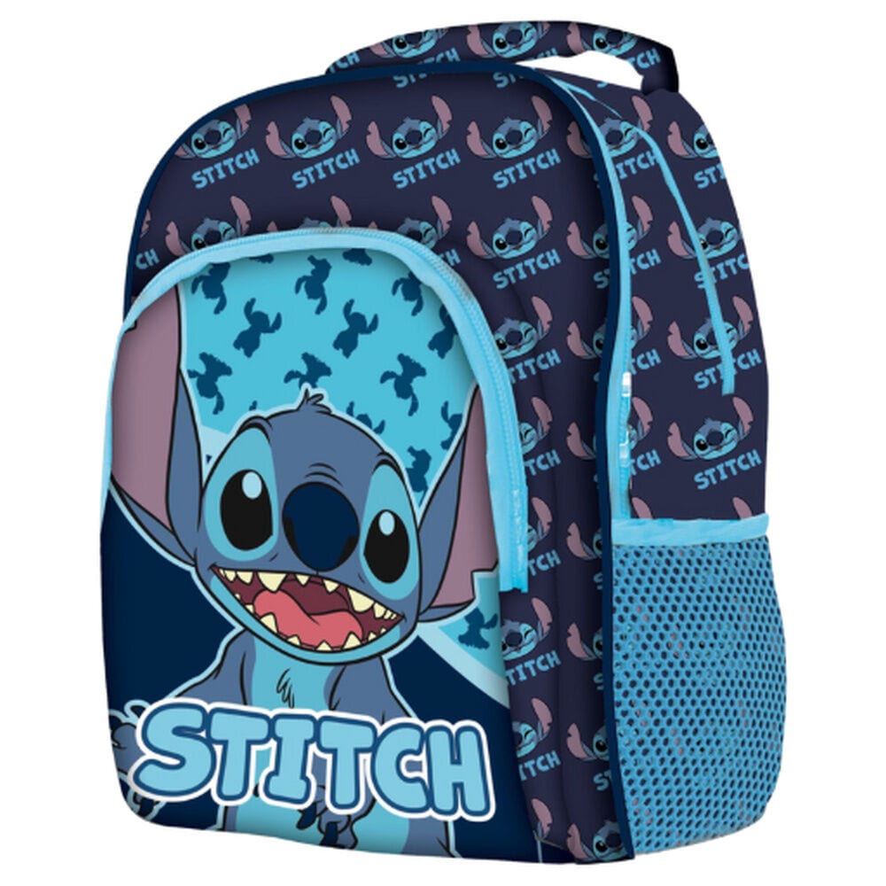 Mochilas Stitch Disney, Poliester Resistente, Compartimento Principal con Cremallera, Bolsillo Frontal y Laterales de Rejilla, Tirantes Acolchados Ajustables, para Cole y Viaje