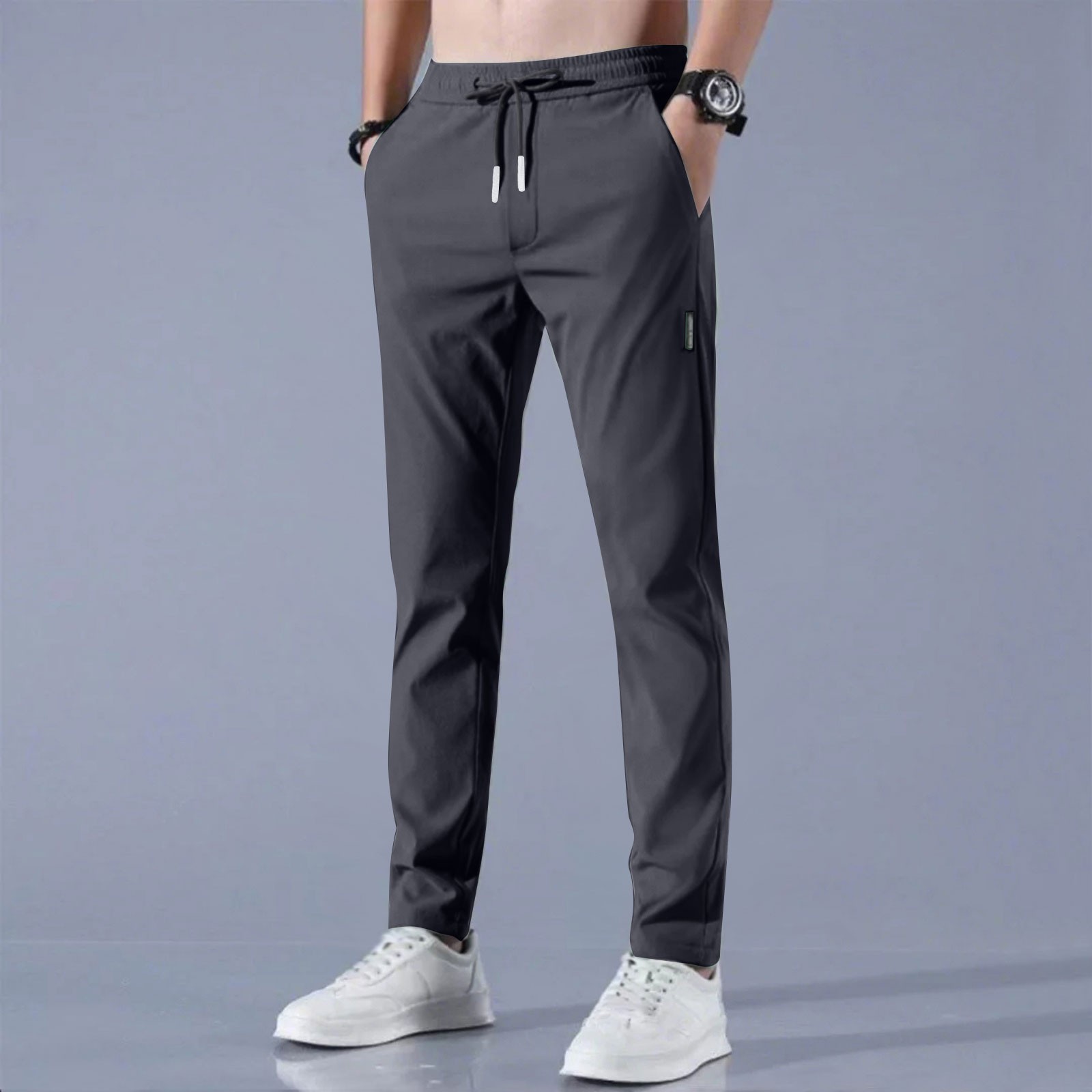TK Pantalones Casuales Para Hombre 2025 Estilo Recto Y Estirado Con Cinturón Ajustable Transpirables Y Delgados Para Negocios Y Tiempo Libre