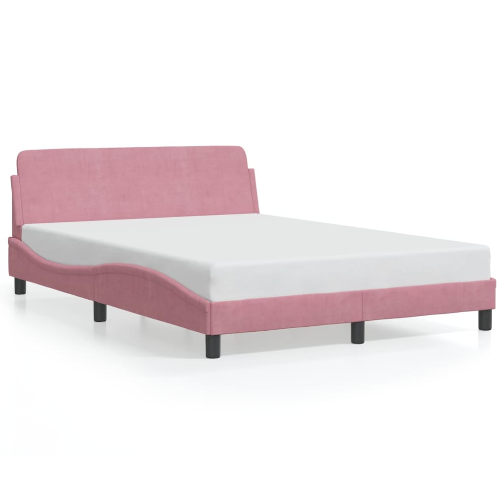 vidaXL Estructura de cama con cabecero Dover terciopelo rosa 140x200 cm
