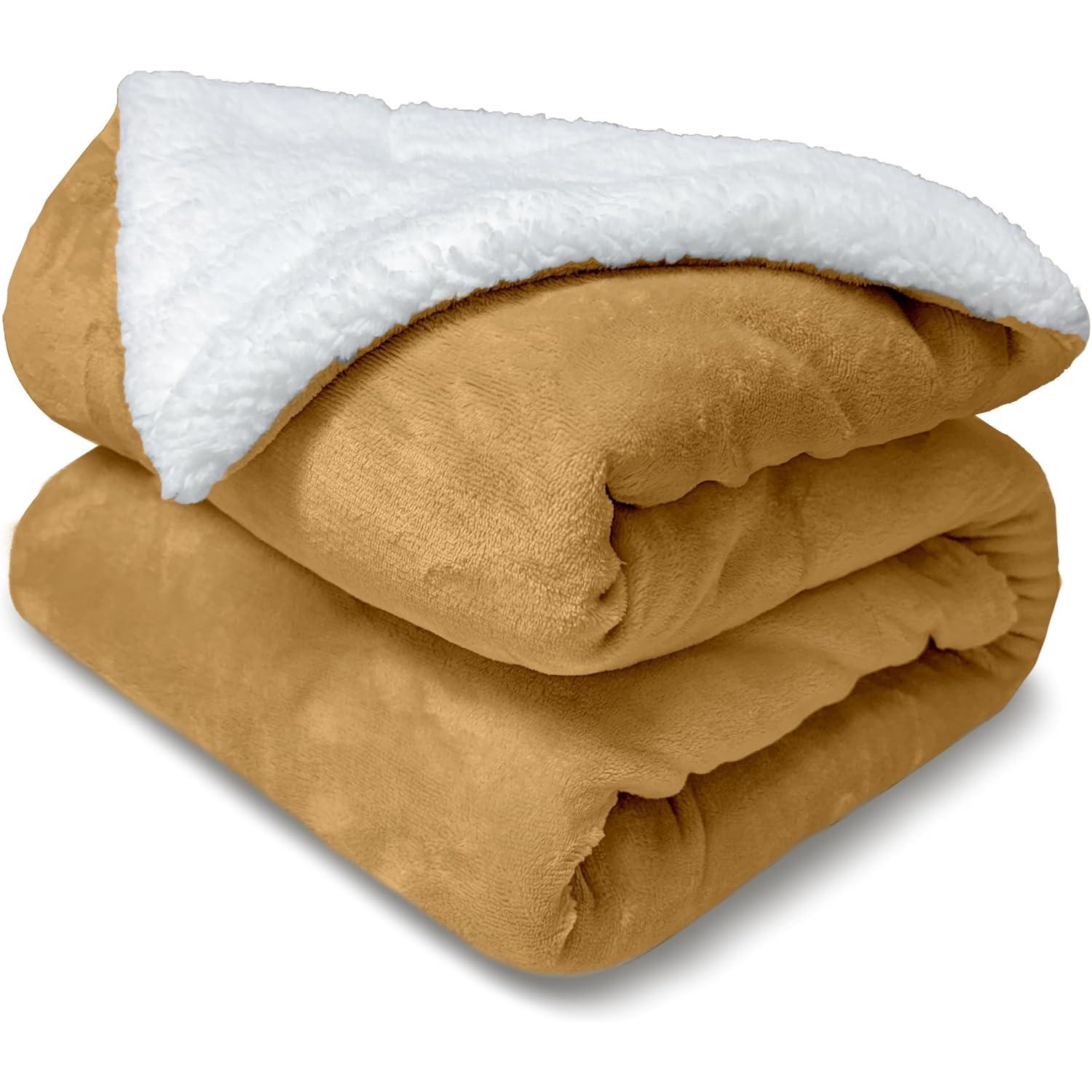 Manta Borrego 130x160cm/160x220cm/220x240cm, Manta Sofa Reversible de Franela y Sherpa, Manta Cama Gruesa, Manta Borreguito, Sobrecama, Manta Caliente, Suave, Transpirable para Invierno