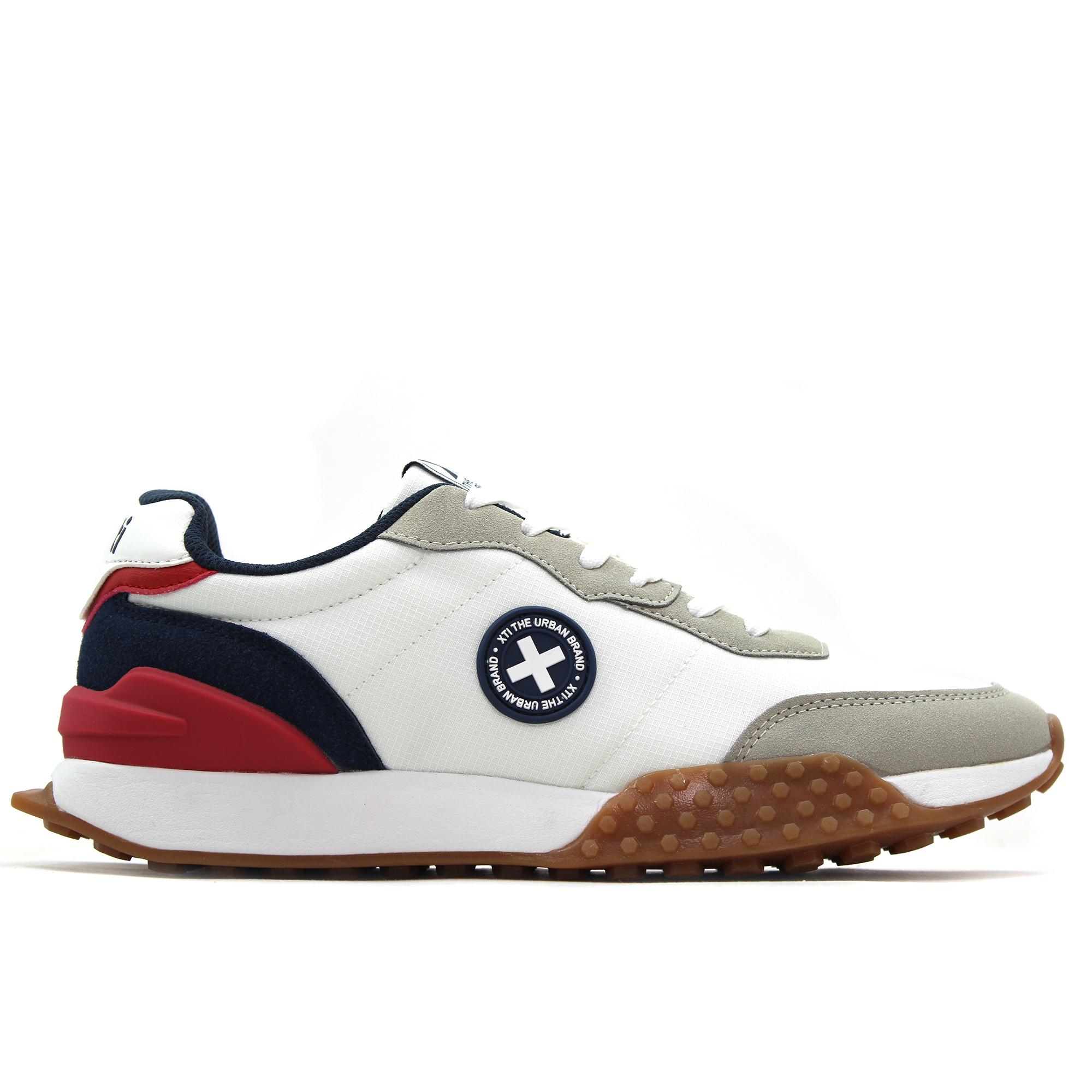 Xti 145737 Zapatilla deportiva casual,sneakers de cordones,suela blanca de goma,de tela para caballero