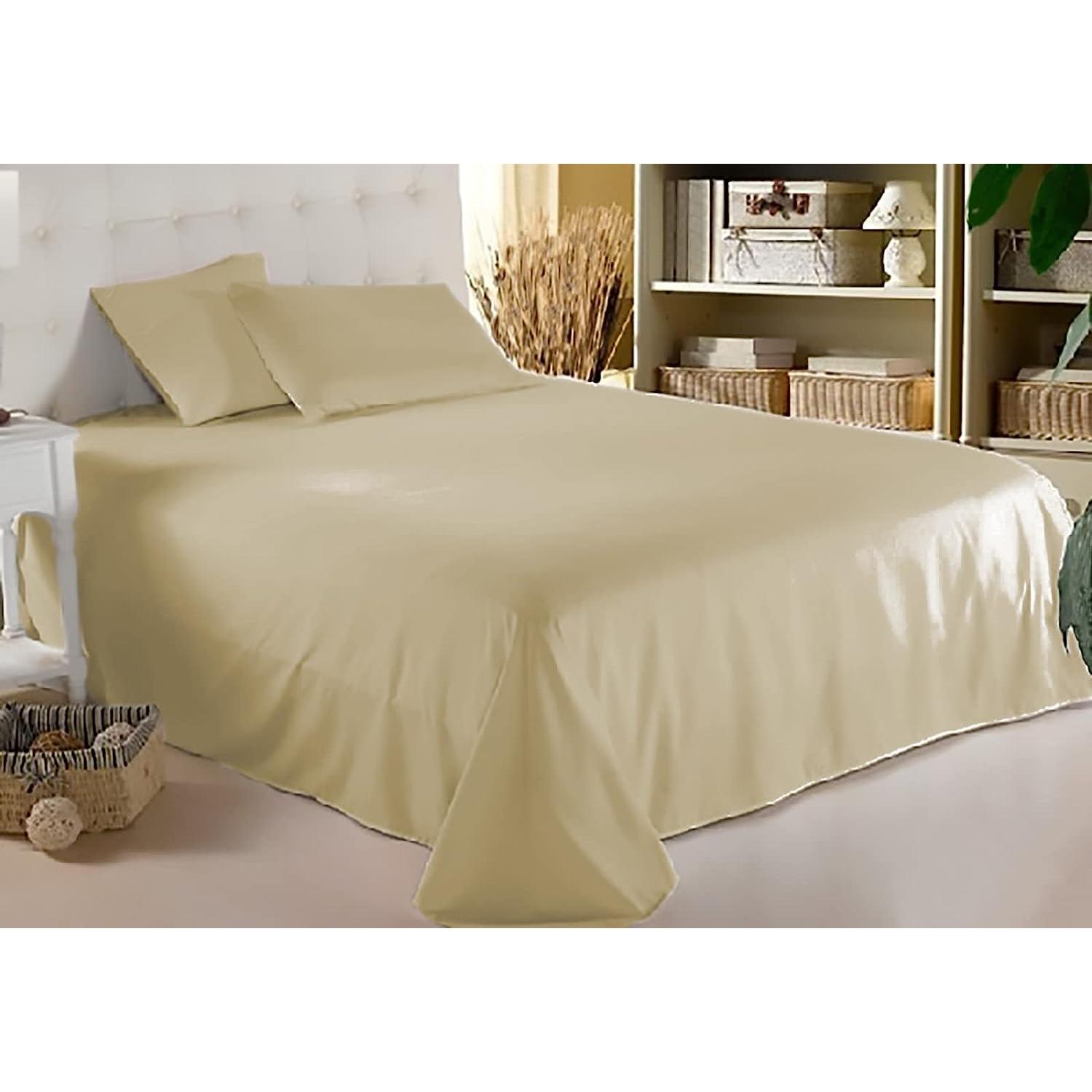 Juego de Sábana de 3 Piezas Color Azul, para Cama, Sábana Bajera Ajustable para Cama + Sábana Encimera + Funda de Almohada