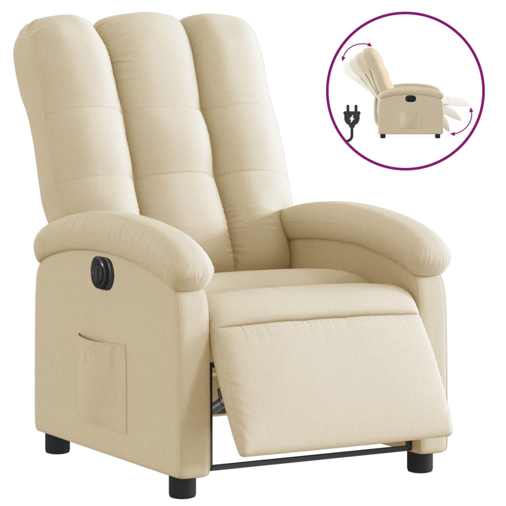 vidaXL Sillón reclinable eléctrico de tela crema