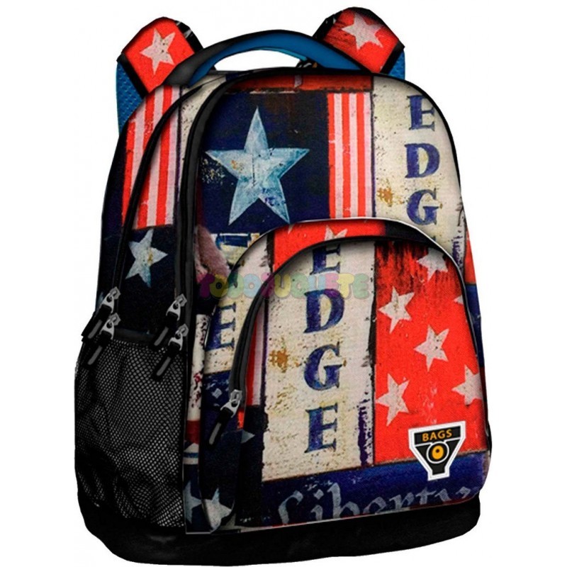 Mochila Toybags Edge Doble Cuerpo 3 Bolsillos 46x16x34cm - Producto Oficial - Producto Escolar - Niños y Niñas - Ideal para la Escuela