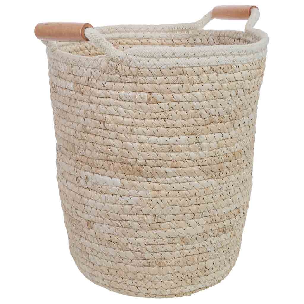 Wonderlust Deco - Cesto de fibra natural y algodón beige D32.5x29h cm Beige D32.5x29h cm