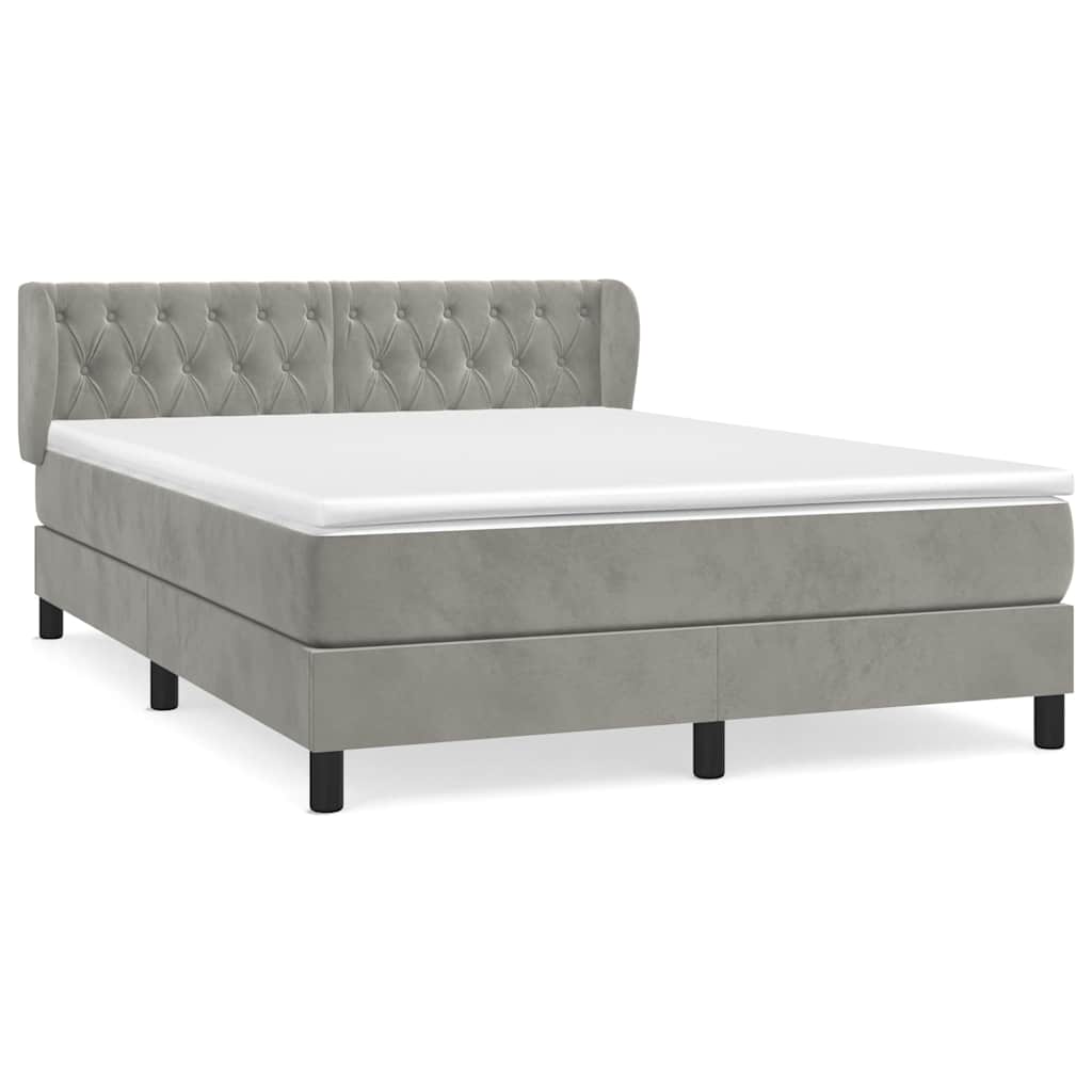 vidaXL Cama box spring con colchón terciopelo  140x200 cm Multicolor