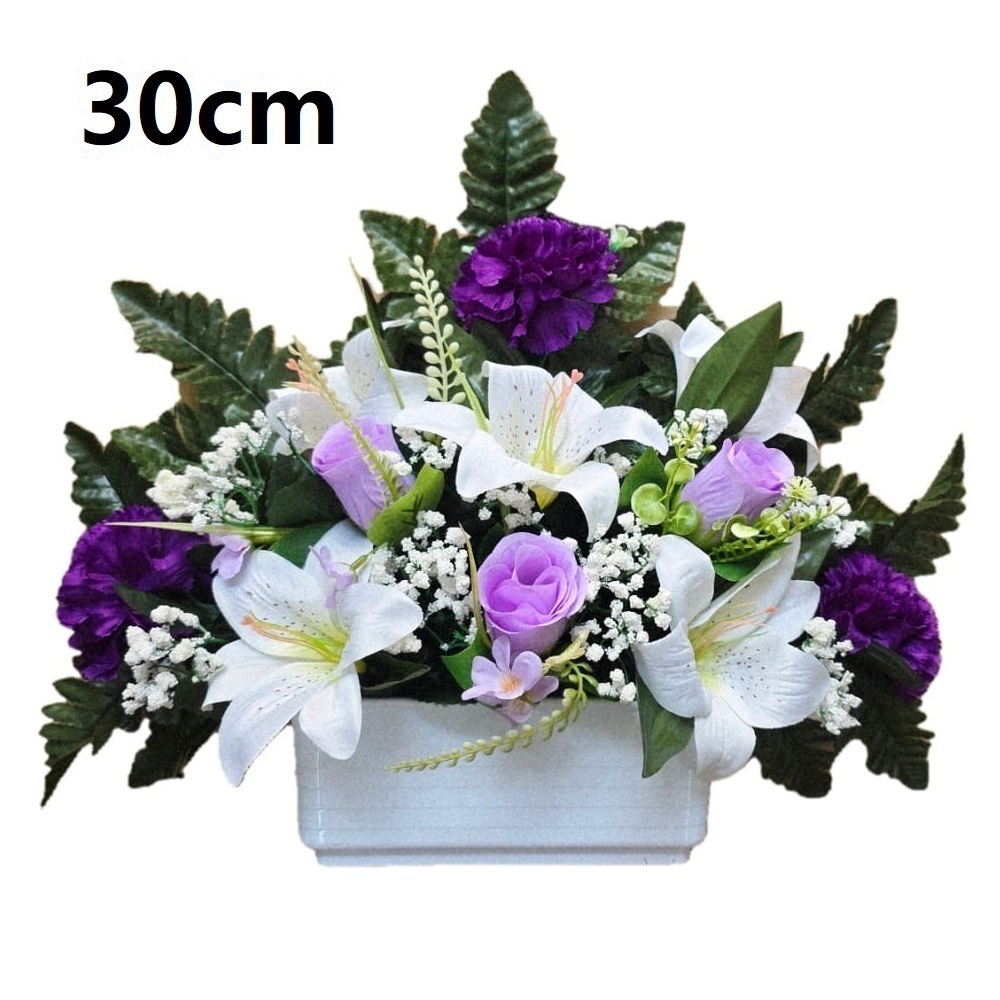 Flores artificiales para cementerio,Centro Flores para santos duraderas de tela con maceta,Gerimport,Envios desde España