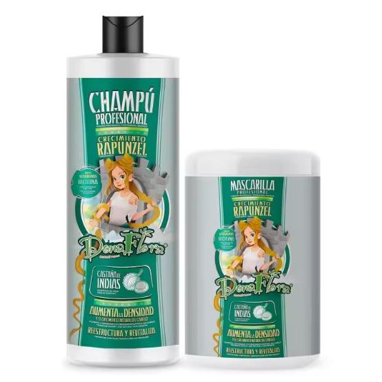 PACK DE CHAMPU Y MASCARILLA RAPUNZEL CRECIMIENTO DONA FLORA CHAMPU 1000ML+MASCARILLA 1000ML TODOS TIPOS DE CABELLO CON VITAMINAS