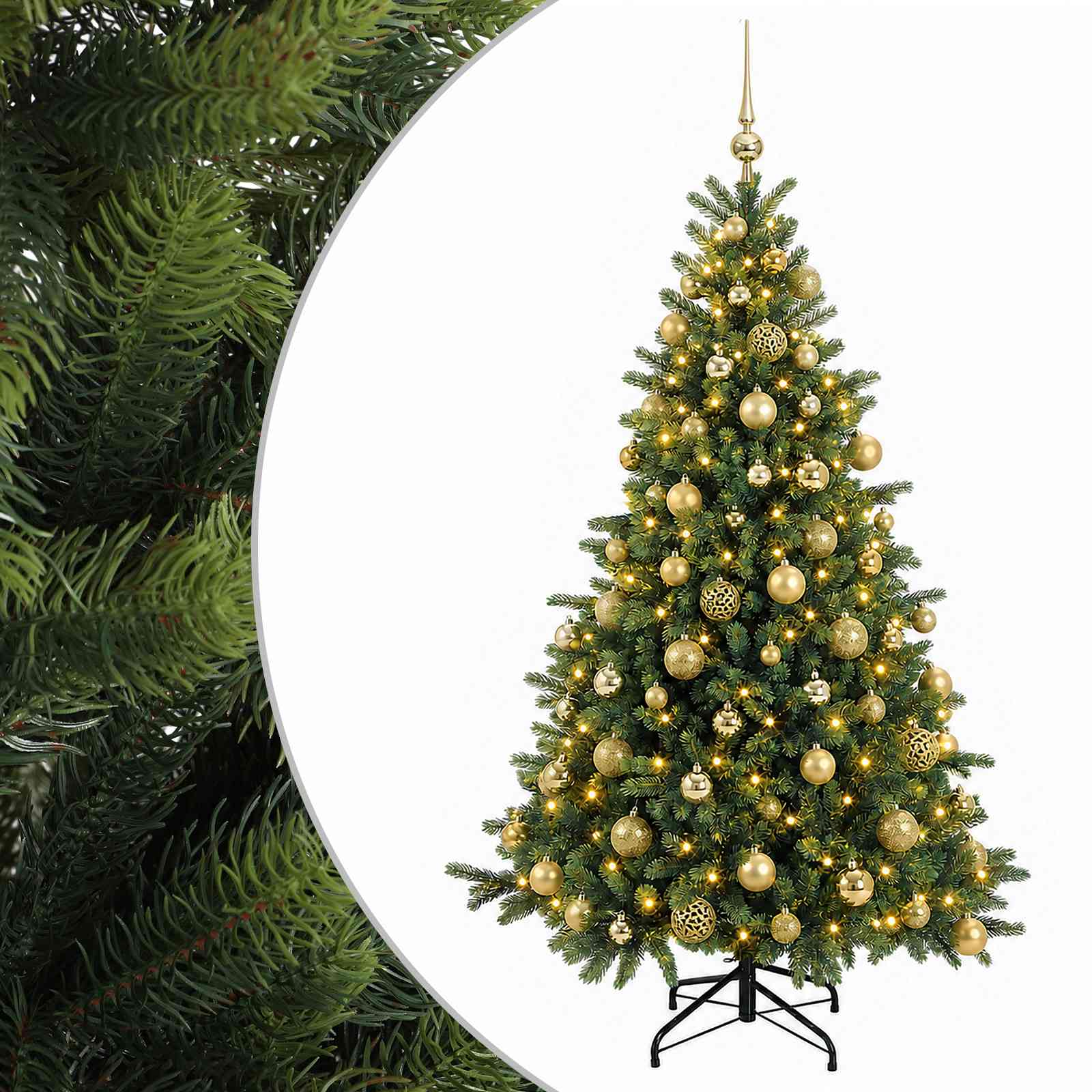 vidaXL Árbol de Navidad artificial con bolas 180 cm 300 LED