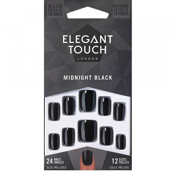 Uñas Postizas: Midnight Black - Elegant Touch