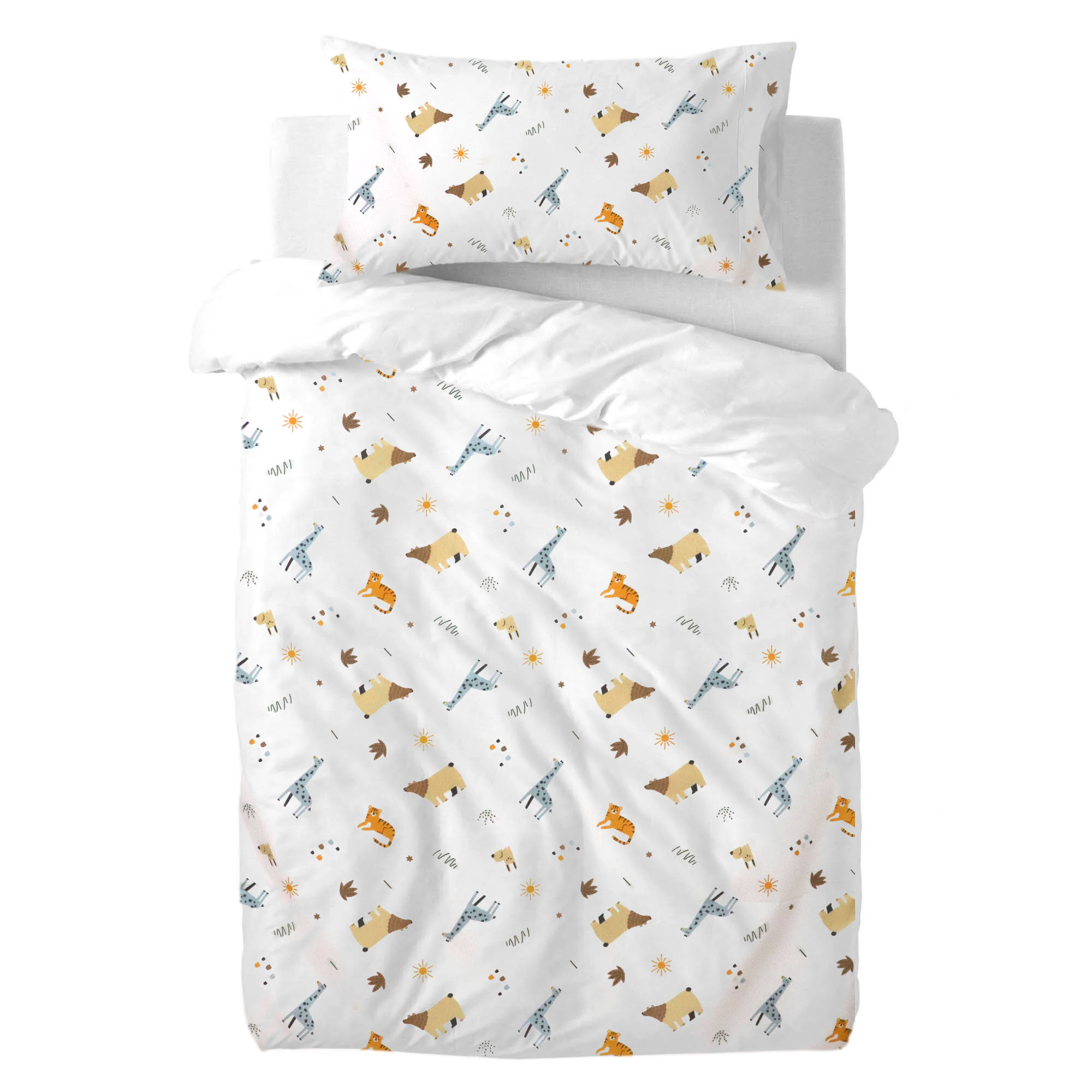 MiwMiw Baby - Juego de Funda Nórdica de Cuna 90x120 cm con Funda de Almohada - Algodón Suave para Bebés