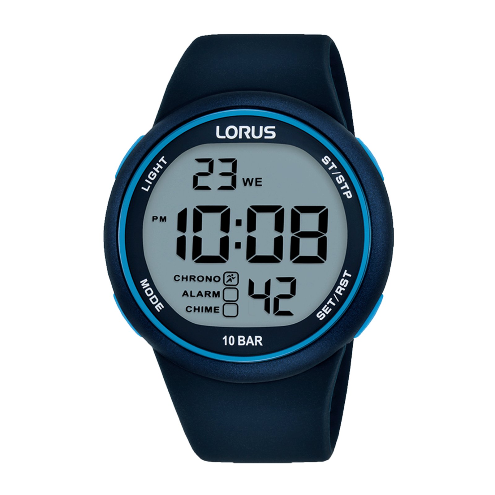 Lorus Reloj Hombre Caja De Plástico Pulsera Silicona De Color Azul Resistente Al Agua 10 Atm R2347qx9
