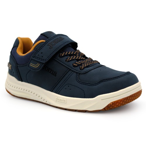 Zapatillas deportivas JOMA JARAMA JR 2426-2403 en camel y marino. Cierre de velcro