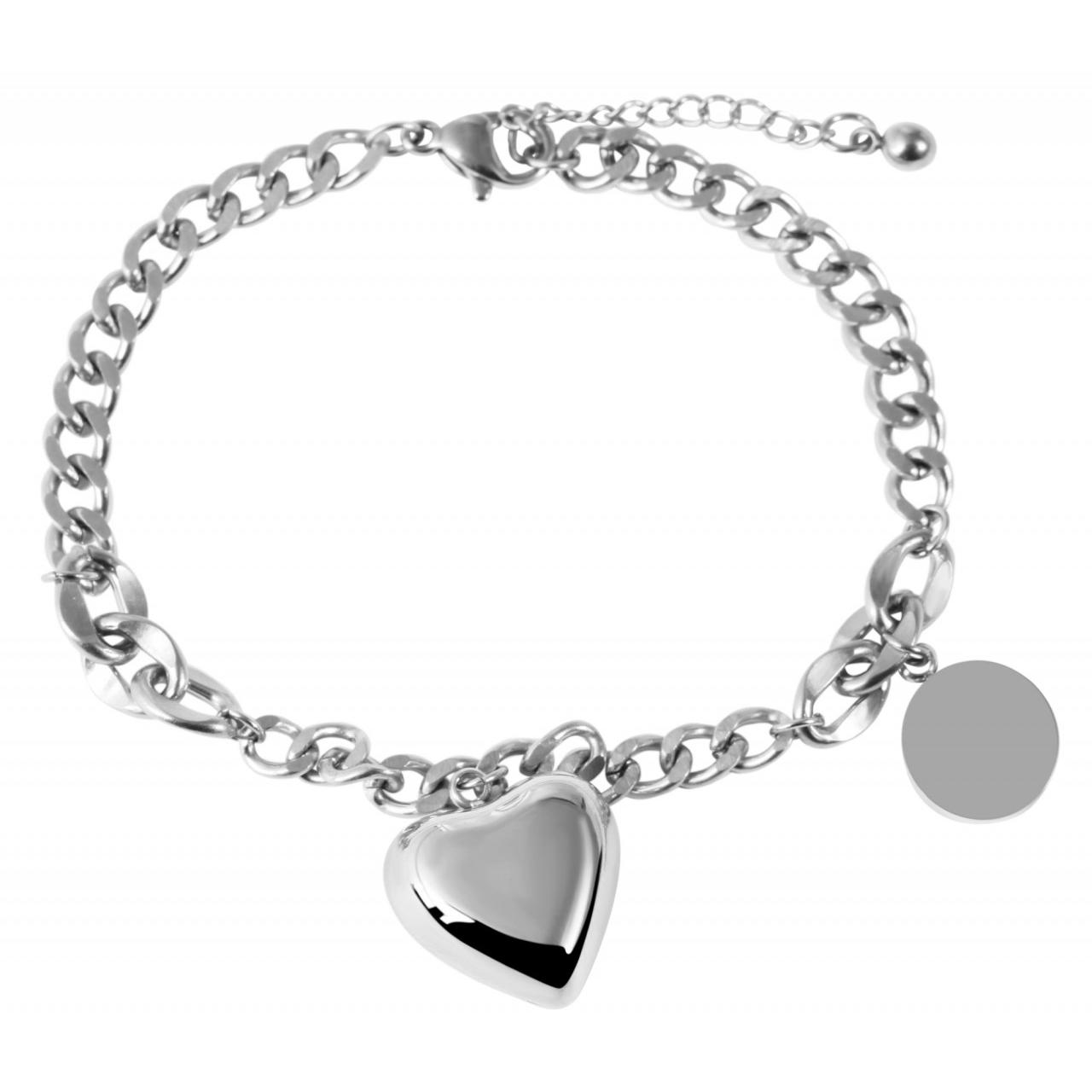 Akzent® Pulsera Coração Prateada em Aço Inoxidável - 0537